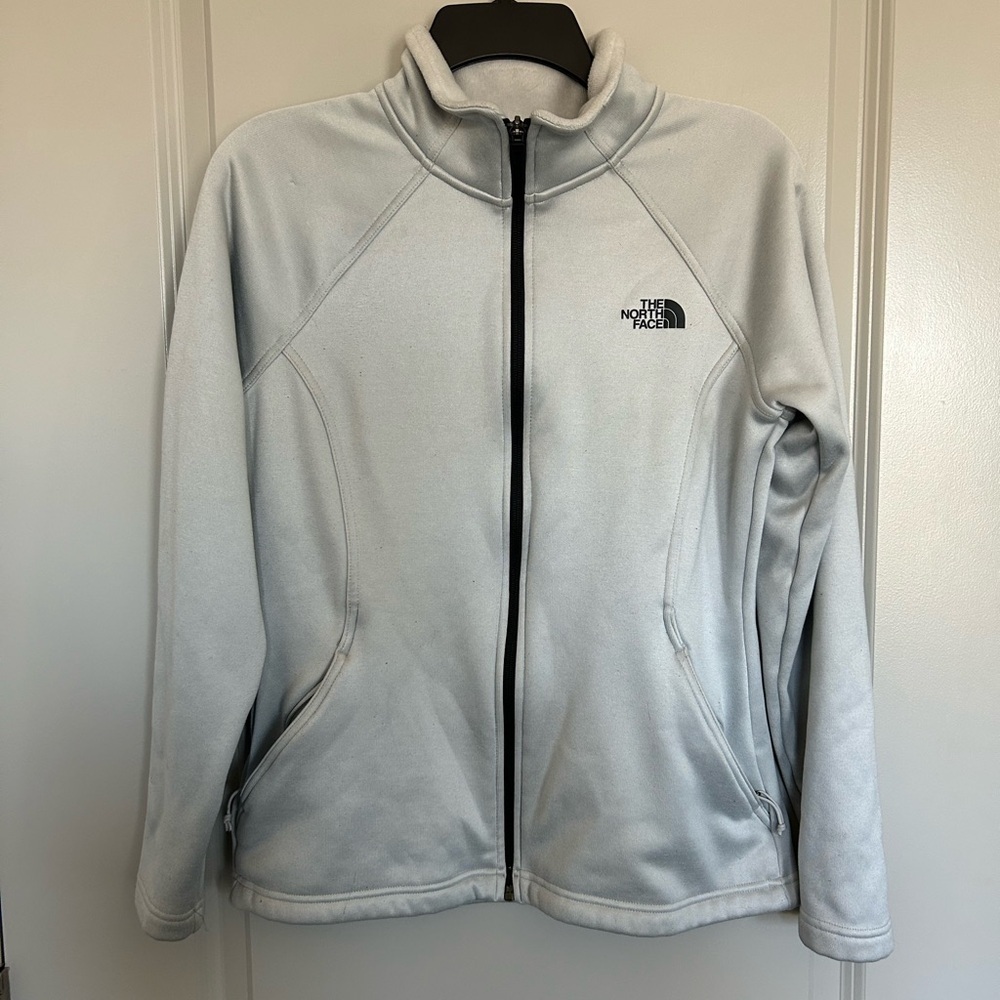 The North Face Gray Ski Jacket with Insulating Material and Stand-Up Collar